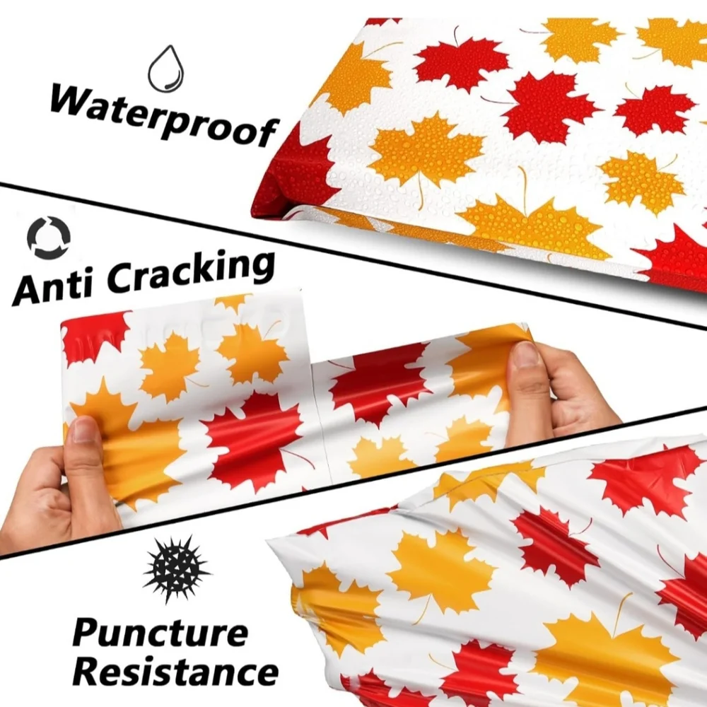 Fall Leaves Self Sealing Poly Mailer Bags 10 X 13- 10 ct